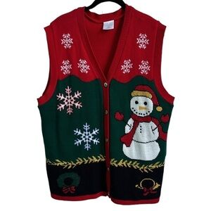 Style Studio Multi color Sleeveless Christmas Sweater Vest Size 1X